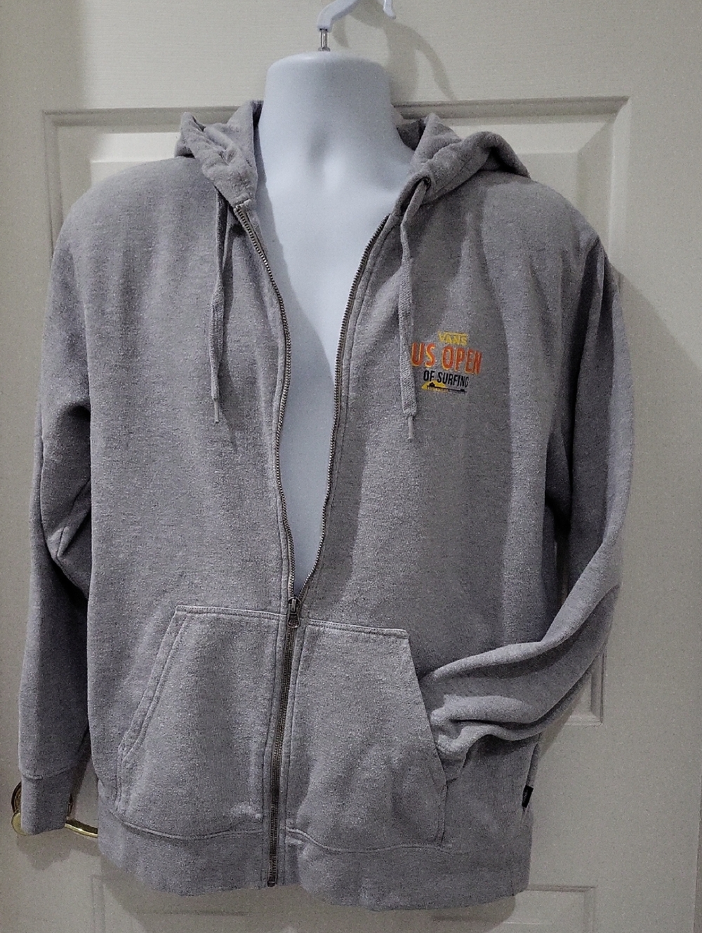 Vans Gray Zip Hoodie with Yellow & Orange Surfing Logo